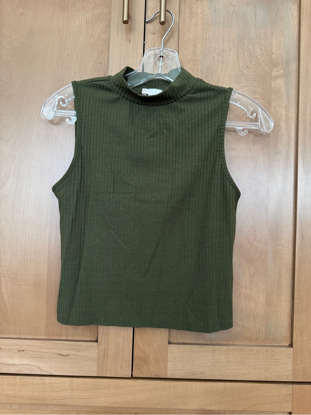 GB girls Olive Green Ribbed Mock Neck Tank